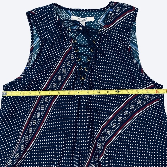 Derek Lam 10 Crosby size 4  lace up tank, blue & red ruffles & polka dots design - Picture 11 of 15